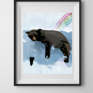Black Bear Art with Rainbow