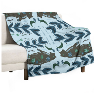 Blue Brown Bear Flannel Blanket